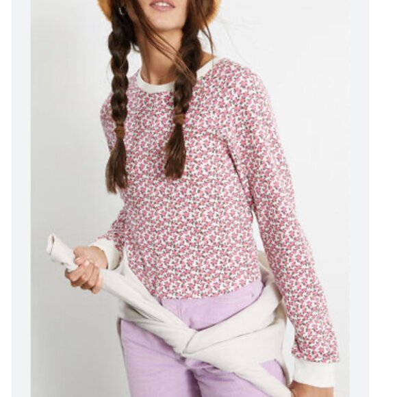 PacCares Comfy Thermal Top Long Sleeve‎ Pre-Owned Small Cotton Pink Ivory - Picture 1 of 14